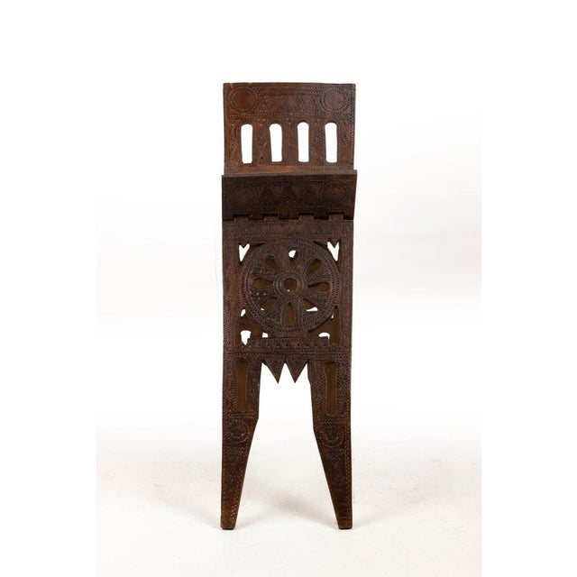 Carved Wooden Folding Easel, North African or Middle Eastern Folk Art, Early 20th Century Hand-carved hardwood. A finely...