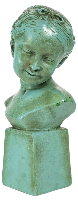 Lacquered Plaster Sculpture or Bust of a Young Girl