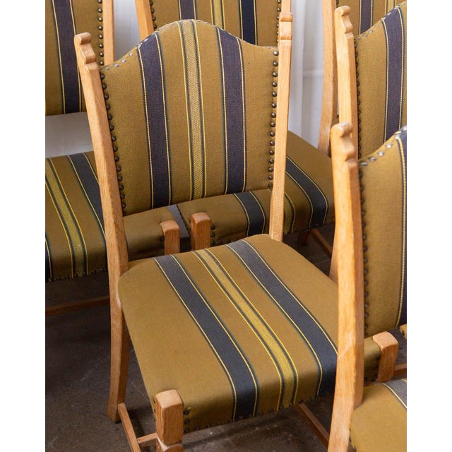 Set of Six Danish Modern Oak and Wool Dining Chairs in the Manner of Henning Kjærnulf, 1970s For Sale - Image 12 of 17