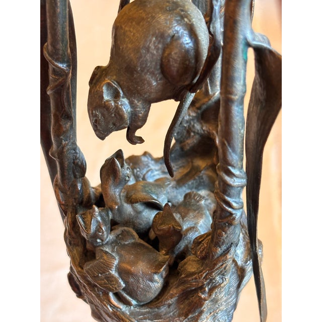 Art Nouveau Bronze Bird in Nest Candelabra by Auguste Nicolas Cain, 1880’s For Sale - Image 10 of 12