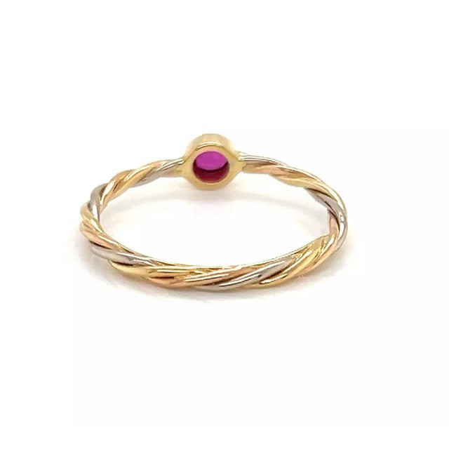 Cartier Cartier Trinity Ruby 18k Tricolor Gold Twisted Wire Band Ring - Size 5 For Sale - Image 4 of 6