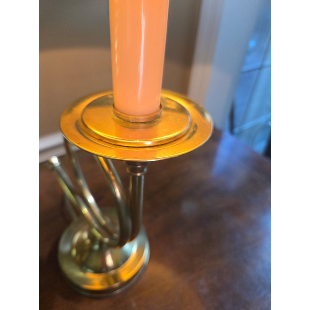 Vintage Brass Horn-Shaped Lamp Table Lamp For Sale In Indianapolis - Image 6 of 13