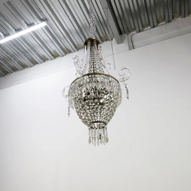 1940s French Antique Crystal “Basket” Chandelier by Baccarat For Sale - Image 5 of 6