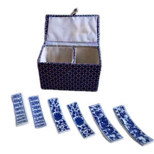 Vintage Porcelain Asian Chopstick Rests, Set of 6, Blue and White
