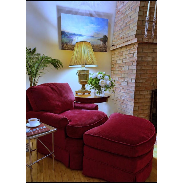 Burgundy Custom Lounge Chair & Ottoman Set in Burgundy by Dapha For Sale - Image 8 of 18