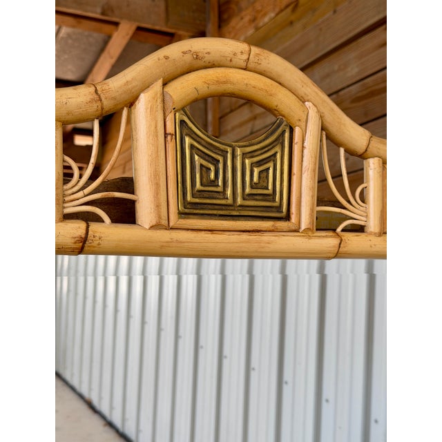 Monumental Maitland-Smith Chinoiserie Style Rattan Wall Mirror With Geometric Fretwork For Sale - Image 10 of 11
