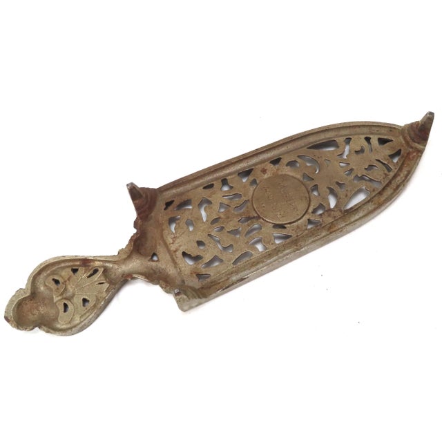 Dark Gray Fancy Large Size Antique Cast Iron Tailors Sad Iron Trivet From Germany For Sale - Image 8 of 13