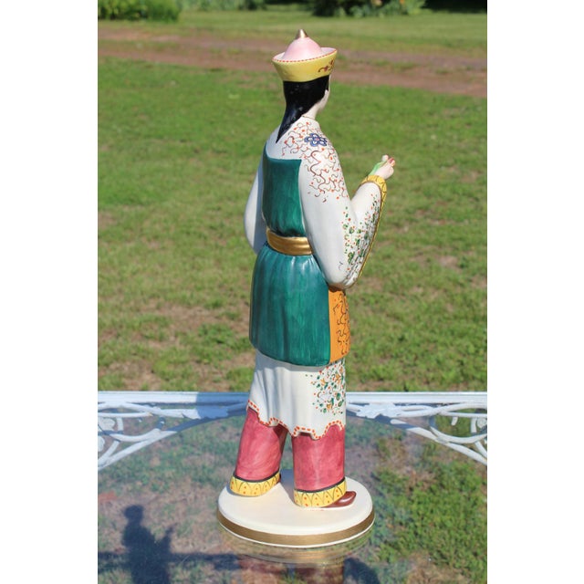 White Italian Ceramic Asian Woman Handpainted Chinoiserie Figurine For Sale - Image 8 of 18