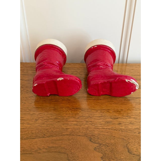 1930s German Pulp Paper Mache Santa Boot Candy Holders, Set of 2 For Sale In Boston - Image 6 of 12
