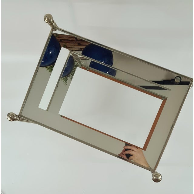 Side Table in Silver-Plated Brass and Eglomise Glass, France, 1950s For Sale - Image 13 of 14