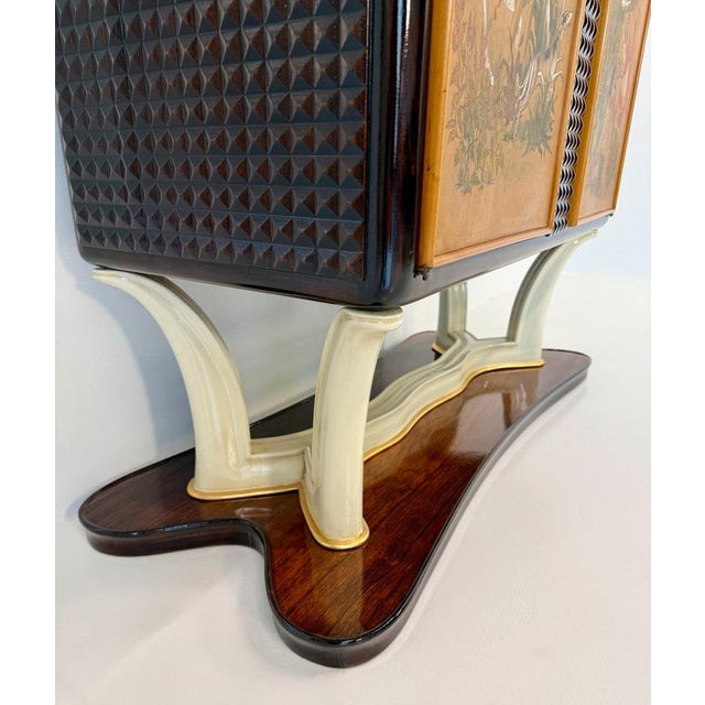 Italian Bar Cabinet with Painted Panels, 1940s For Sale - Image 6 of 18