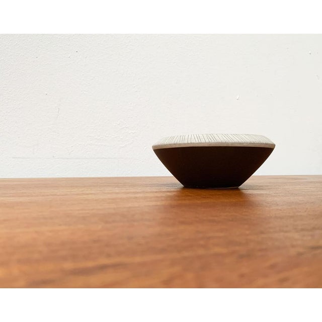 Brown Mid-Century German Pottery Minimalist Bowl, 1960s For Sale - Image 8 of 15