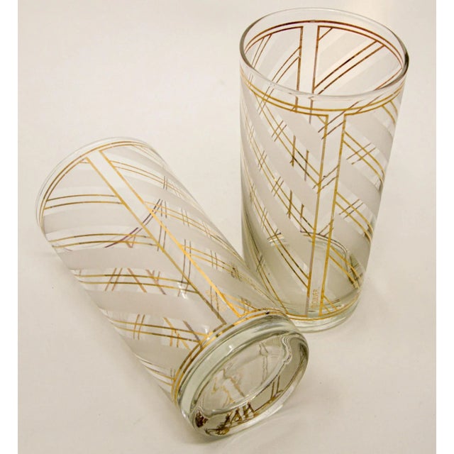 Vintage Art Deco Culver Gold Striped Set of 2 High Ball Tumblers For Sale - Image 10 of 13