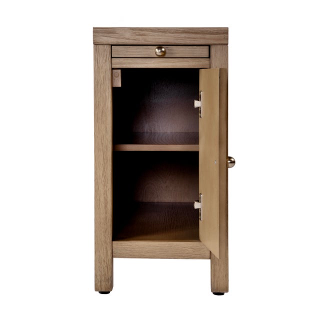 2020s Nora 12 in. W Rectangular Wood 1 Door Narrow End Table with Pull-Out Tray, Light Oak For Sale - Image 5 of 10