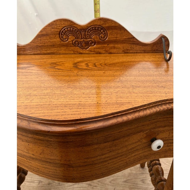 Vintage Pulaski Keepsake Side Table Nightstand Single Dovetail Drawer Solid Oak For Sale - Image 10 of 12