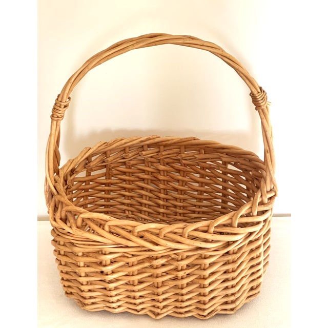 Tan Large Vintage Handwoven Rattan Easter Basket For Sale - Image 8 of 12