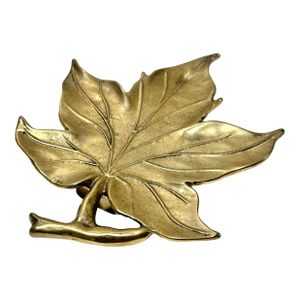 Vintage Solid Brass Leaf Door Knocker, Botanical Entry Hardware, Hollywood Regency Decor