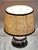 Vintage Pan Table Lamp with Fat Lava Brown Ceramic Base and Beige Fabric Shade, 1970s For Sale - Image 3 of 9