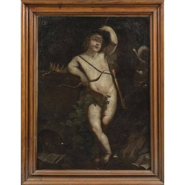 17th Century Roman School "Love" Canvas 129.5 x 94 cm Conservation restorations Good condition