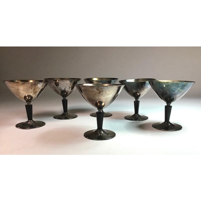 Modernist Metal Cocktail Glasses by Folke Arström for Gab, 1930s, Set of 6 For Sale - Image 10 of 11