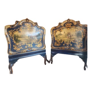 Incredible Pair of 19th Century Hand Painted Twin Beds. For Sale