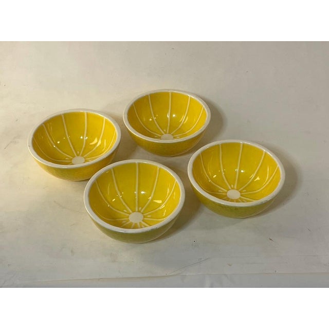 1960s 1960s Set of 4 Vintage Mid-Century Modern Japanese Yellow Ceramic Citrus Bowls (4.5"d) For Sale - Image 5 of 5