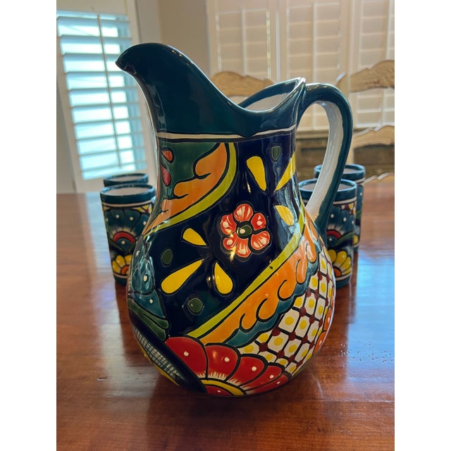 Talavera Pitcher and Tumbler Set For Sale - Image 4 of 12