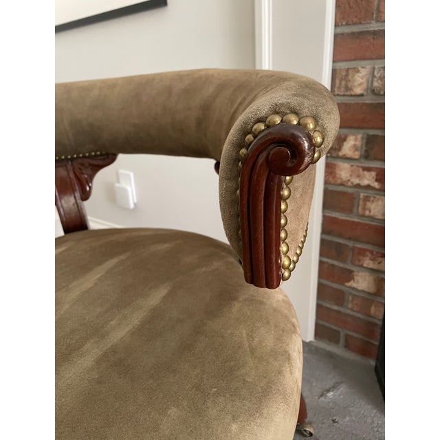 This was purchased at Kamelot Auction House in Philadelphia and has beautiful carvings on the arms and front legs. It is...