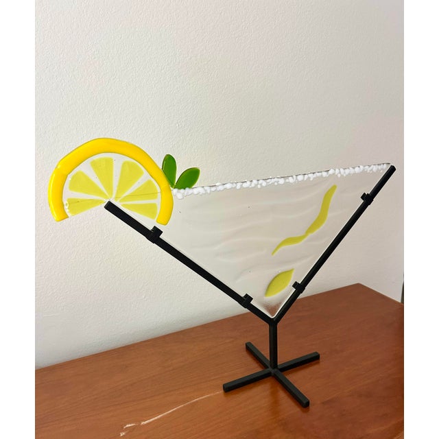 Mid-Century Modern Palm Springs Modernism Fused Glass Statement Piece Martini Glass – Signed For Sale - Image 3 of 5