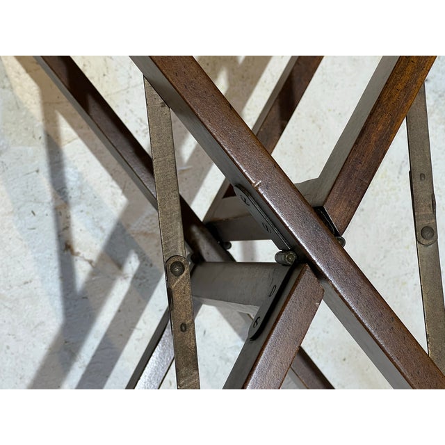 Vintage Tole Chinoiserie Tray Table With Faux Bamboo Collapsible Stand For Sale - Image 10 of 12