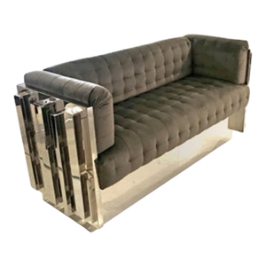 1990s Paul Evans Inspired Cubist Chrome Loveseat or Sofa