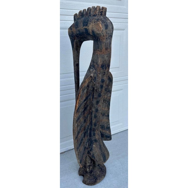 Wood Antique Senufo Hornbill Sculpture (Porpianong), Côte D’Ivoire – 40” Tall For Sale - Image 7 of 18