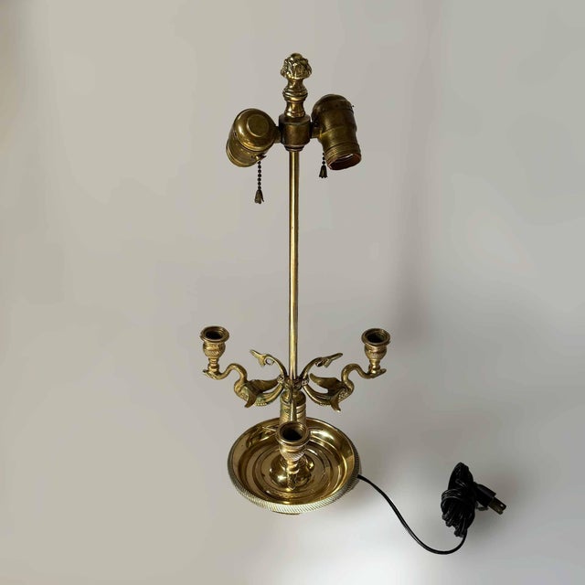 Brass Table Lamp With Swan Motif For Sale - Image 9 of 12