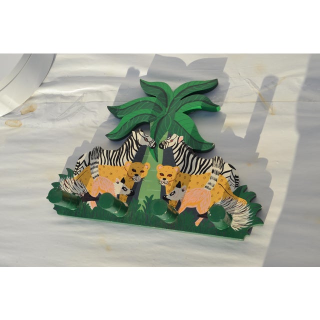 1980s Children's Wildlife Jungle Wall Peg Towel Rack For Sale - Image 4 of 5