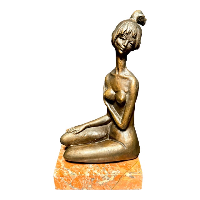 Frido Graziani Bronze Nude Female Seated Figure, Italian Mid Century For Sale