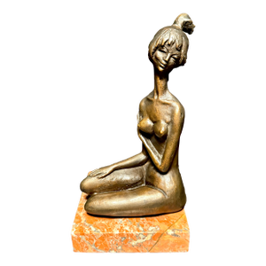 Frido Graziani Bronze Nude Female Seated Figure, Italian Mid Century