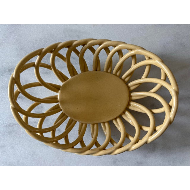 Vintage Ceramic Lattice Basket Bowl For Sale - Image 4 of 8