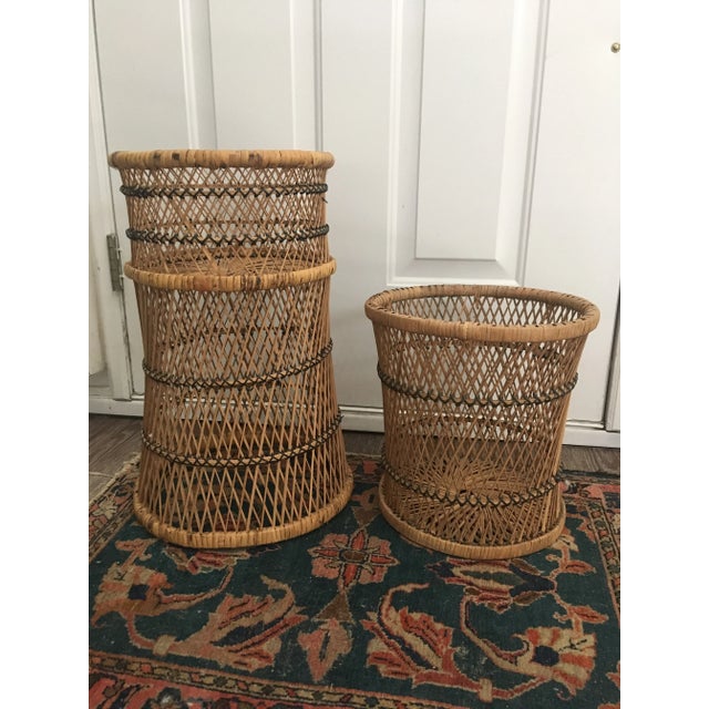 Vintage Boho Cane Planters- A Pair For Sale - Image 9 of 9