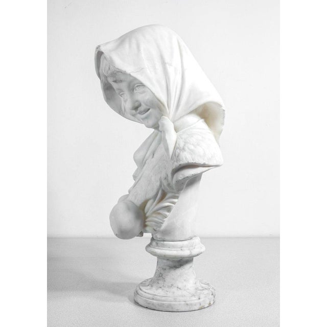 Marble Bust of a Girl with a Water Bottle. 1800s For Sale - Image 9 of 18