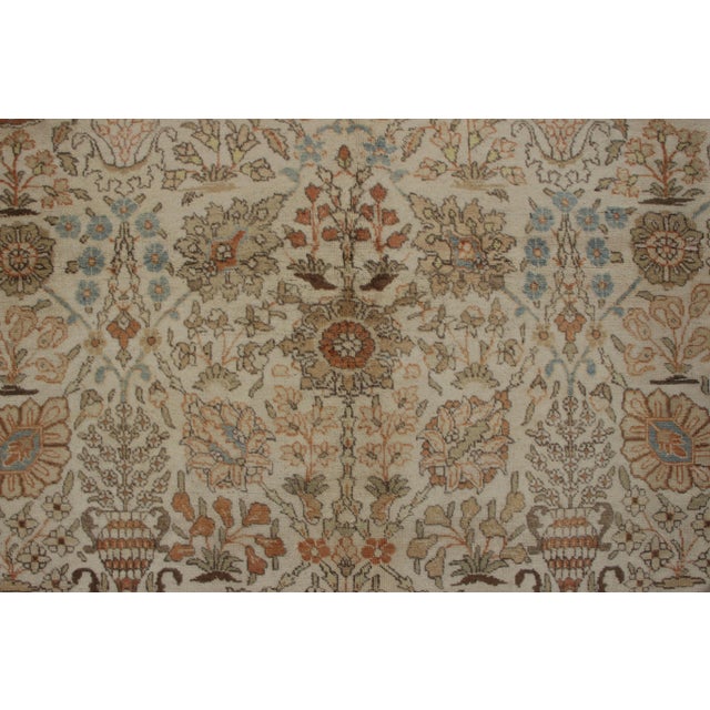 Antique Persian Tabriz Rug in an All Over Orange,Off White,Brown Floral Pattern For Sale - Image 4 of 8