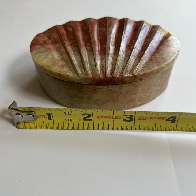 1960s Vintage Carved Soapstone Trinket Box With Brass Inlay Chairish