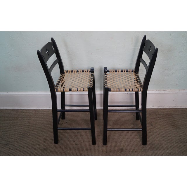 Black Painted & Woven Rawhide Seat Bar Stools - Set of 3 ... (640 x 640 Pixel)