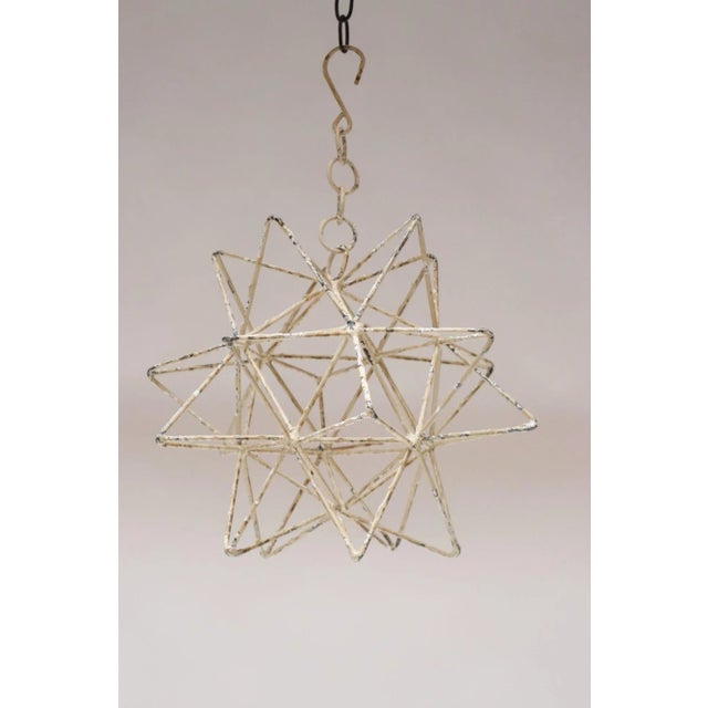 Vintage rustic soldered metal Moravian Star / hanging star ornamental decoration in Beige paint. Likely produced in the...