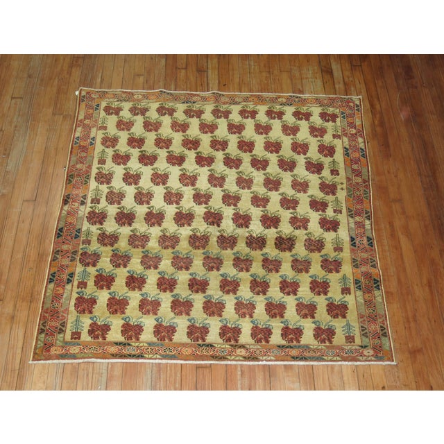 Antique Zabihi Collection Rare Caucasian Kuba Square Rug - 4'10" x 4'10" For Sale - Image 4 of 7