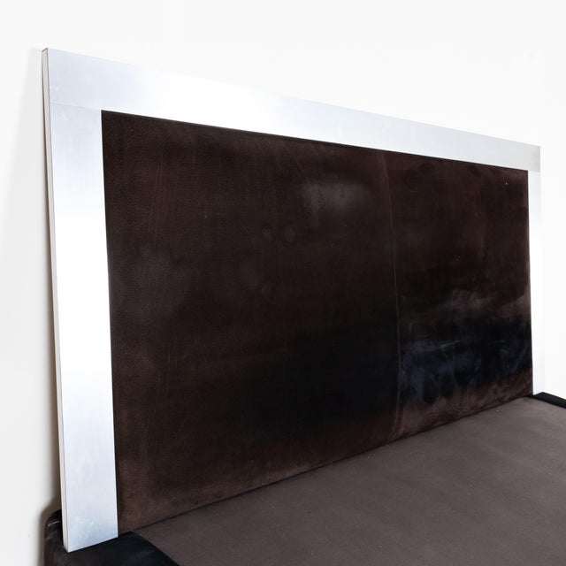 Bed in Inox and Suede, 1970 For Sale - Image 12 of 15