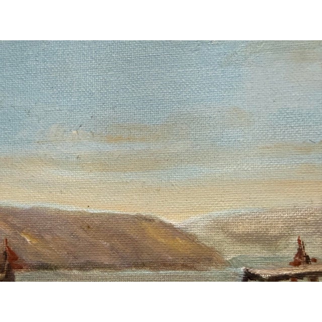 F. Yayboke Turkish Coastal Seascape Signed Oil Painting, Circa 1960's For Sale - Image 9 of 12