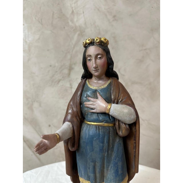 19th Century Wooden Virgin Mary, 1800s For Sale - Image 3 of 13