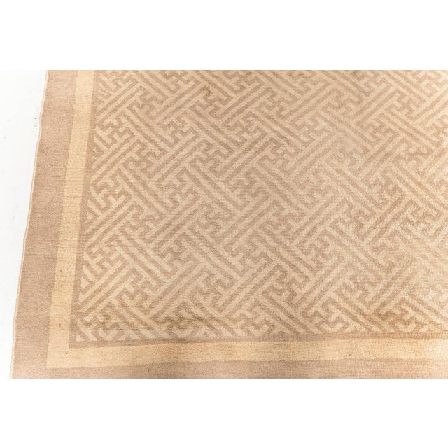 Textile Doris Leslie Blau Antique Chinese Wool Runner in Beige and Brown For Sale - Image 7 of 11