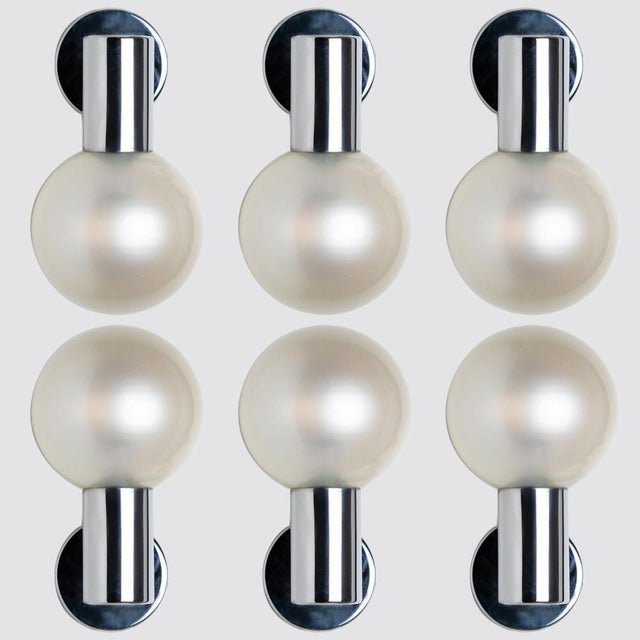 Opal Glass and Chrome Wall Light attributed to Glashütte Limburg, 1970s For Sale - Image 6 of 15