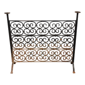 VTG French Country Black Rustic Wrought Iron Fireplace Screen W Candle Holders
